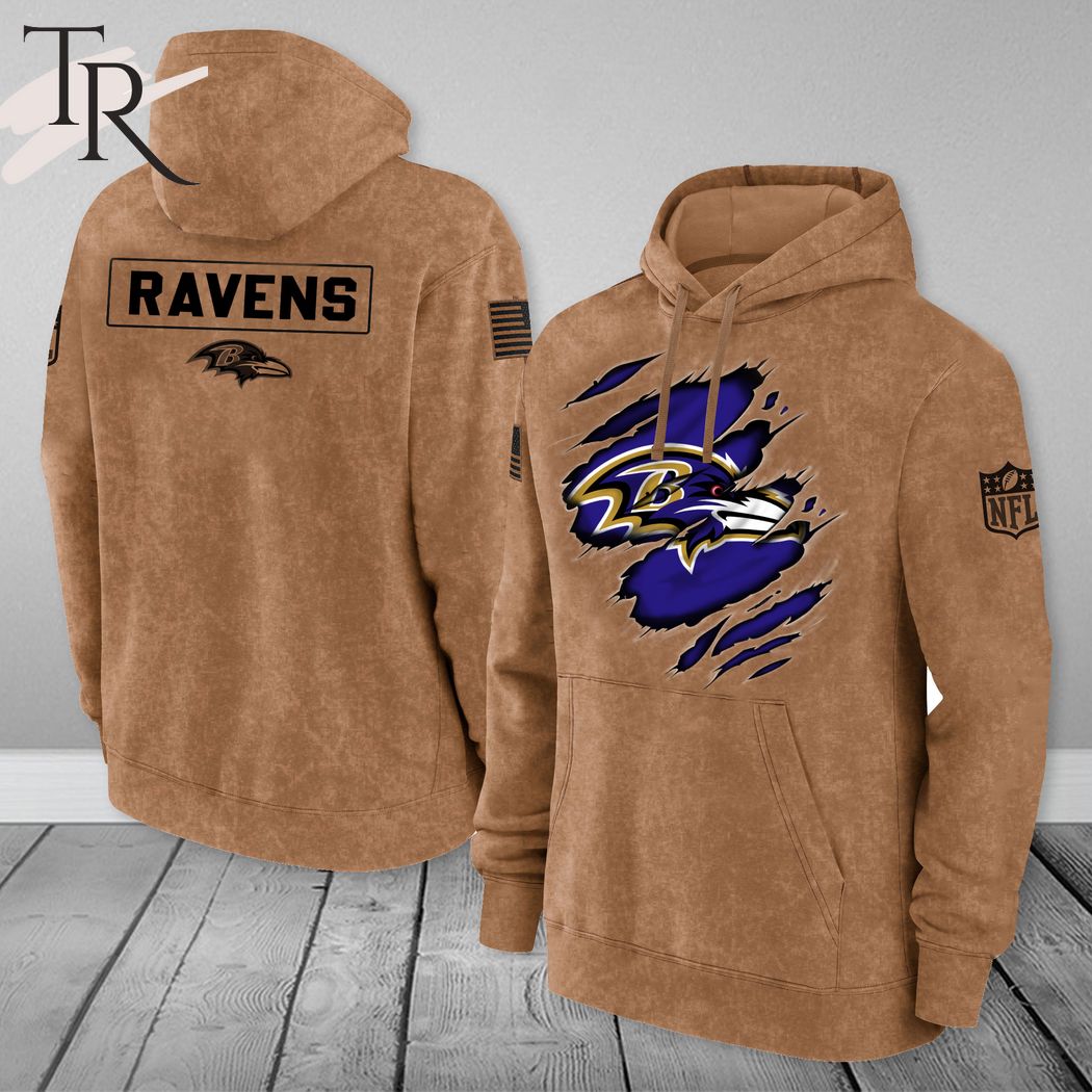 Baltimore Ravens NFL Salute To Service Club Pullover - Brown