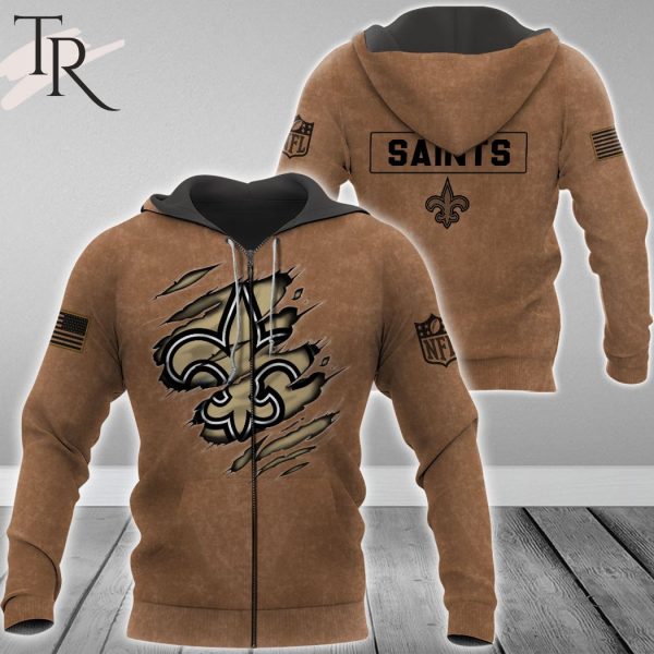 New Orleans Saints NFL Salute To Service Club Pullover – Brown – Hoodie