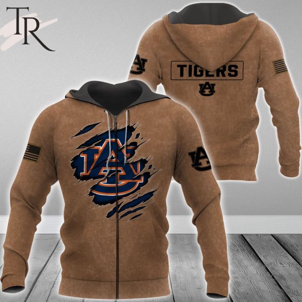 Auburn Tigers NCAA Salute To Service Club Pullover  – Brown – Hoodie