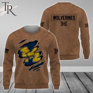 Michigan Wolverines NCAA Salute To Service Club Pullover  – Brown – Hoodie