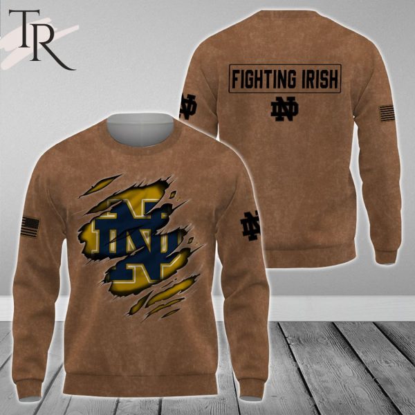 Notre Dame Fighting Irish NCAA Salute To Service Club Pullover  – Brown – Hoodie