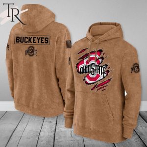 Ohio State Buckeyes NCAA Salute To Service Club Pullover  – Brown – Hoodie