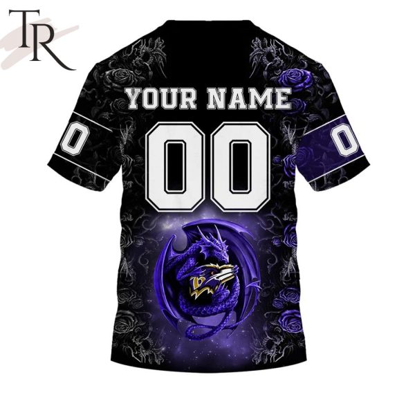Personalized NFL Rose Dragon Baltimore Ravens Hoodie
