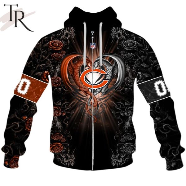 Personalized NFL Rose Dragon Chicago Bears Hoodie