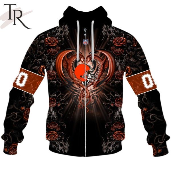 Personalized NFL Rose Dragon Cleveland Browns Hoodie