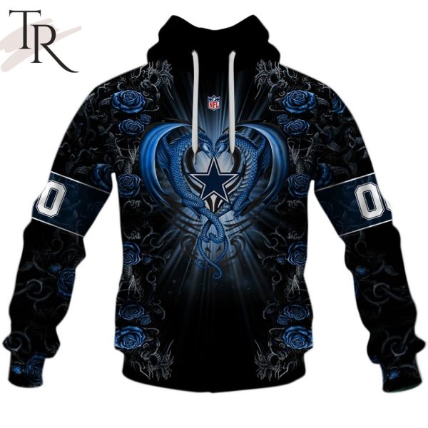 Personalized NFL Rose Dragon Dallas Cowboys Hoodie