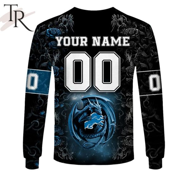 Personalized NFL Rose Dragon Detroit Lions Hoodie