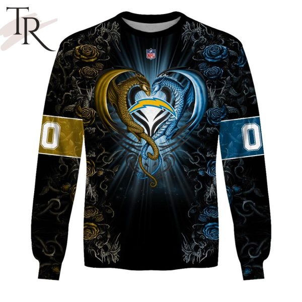 Personalized NFL Rose Dragon Los Angeles Chargers Hoodie