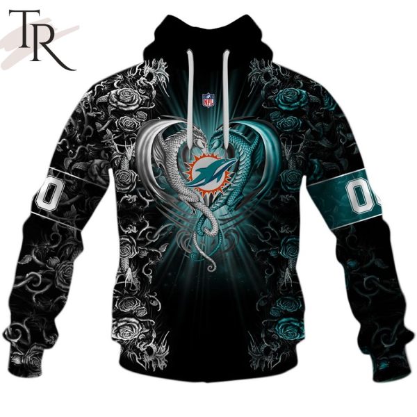 Personalized NFL Rose Dragon Miami Dolphins Hoodie