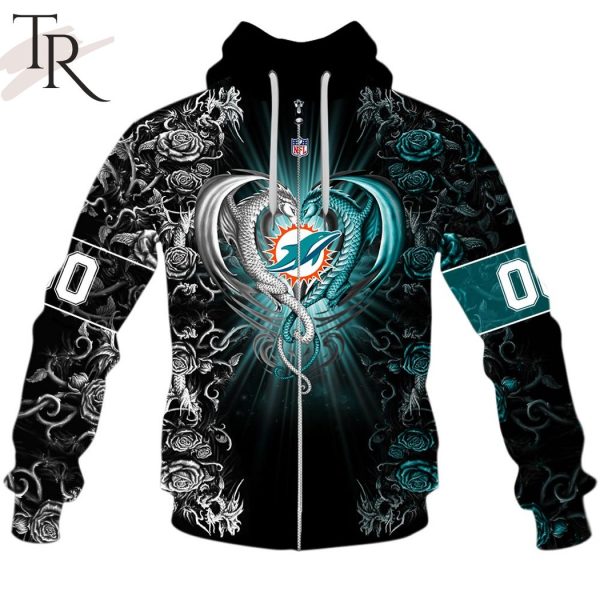 Personalized NFL Rose Dragon Miami Dolphins Hoodie
