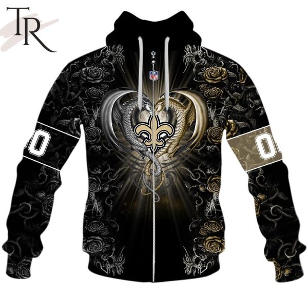 Personalized NFL Rose Dragon New Orleans Saints Hoodie