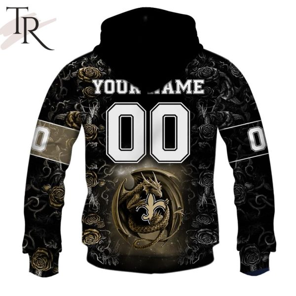 Personalized NFL Rose Dragon New Orleans Saints Hoodie