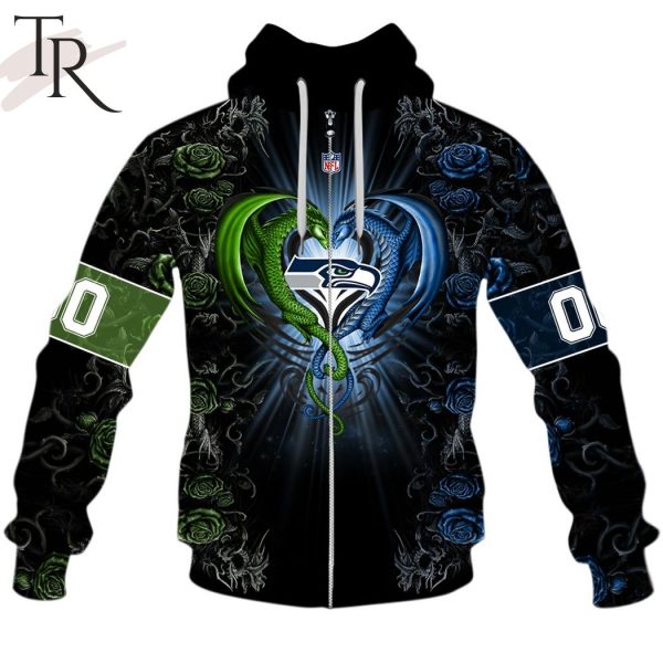 Personalized NFL Rose Dragon Seattle Seahawks Hoodie