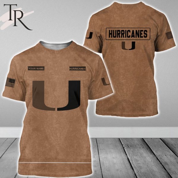 Custom Name Miami Hurricanes NCAA Salute To Service For Veterans Day Full Printed Hoodie
