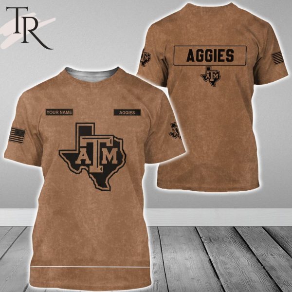 Custom Name NCAA Texas A&M Aggies Salute To Service For Veterans Day Full Printed Hoodie