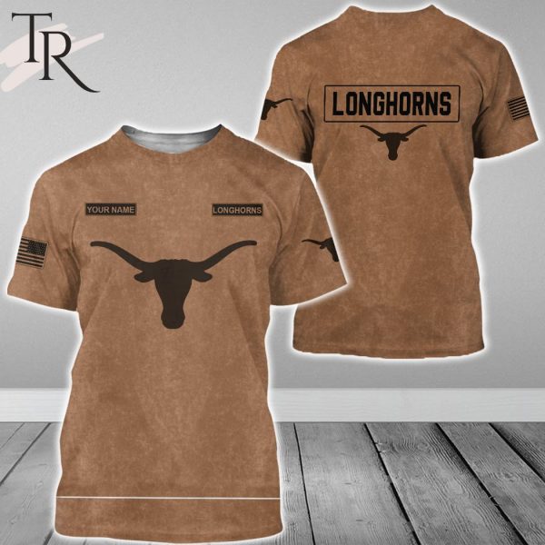 Custom Name NCAA Texas Longhorns Salute To Service For Veterans Day Full Printed Hoodie