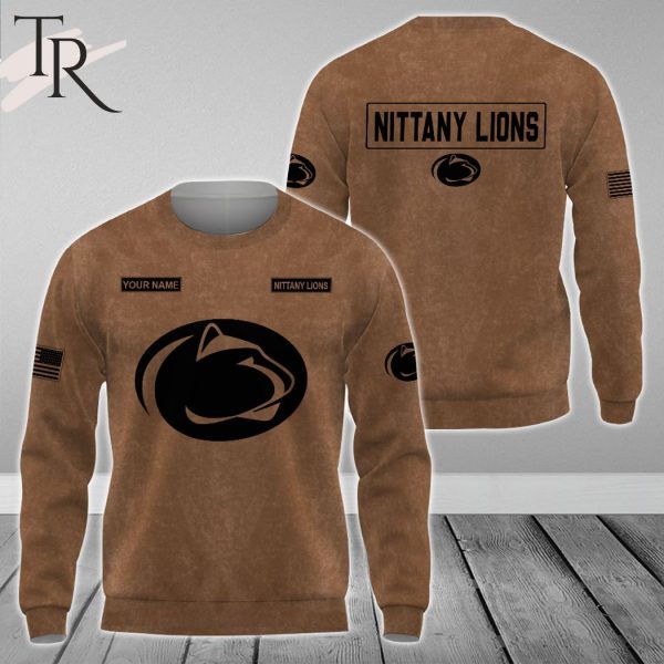 Custom Name Penn State Nittany Lions NCAA Salute To Service For Veterans Day Full Printed Hoodie