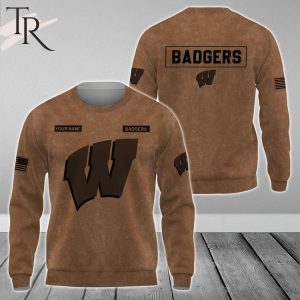 Custom Name Wisconsin Badgers NCAA Salute To Service For Veterans Day Full Printed Hoodie