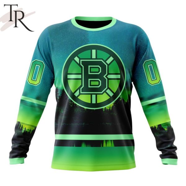 Personalized NHL Boston Bruins Special Design With Northern Light Full Printed Hoodie