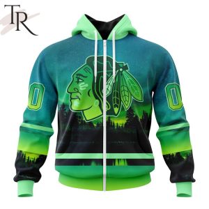Personalized NHL Chicago Blackhawks Special Design With Northern Light Full Printed Hoodie
