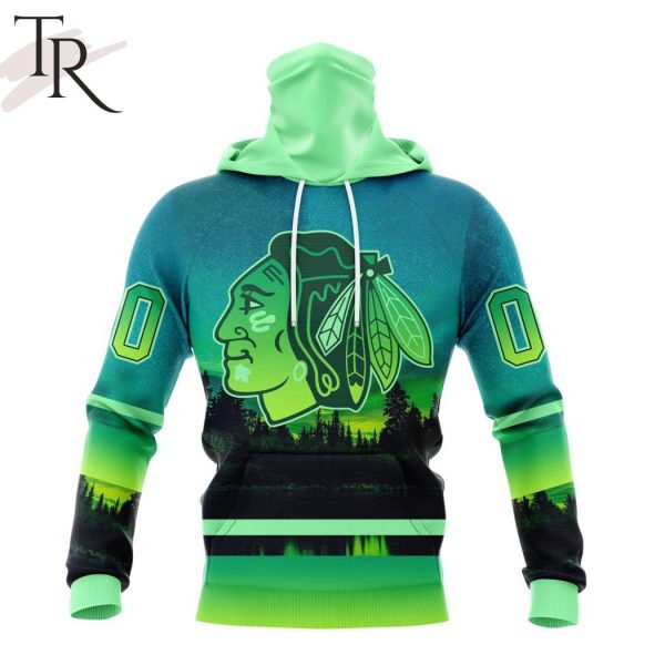 Personalized NHL Chicago Blackhawks Special Design With Northern Light Full Printed Hoodie