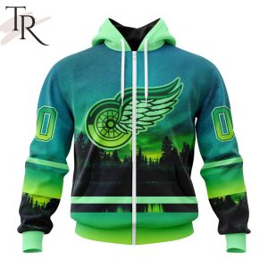 Personalized NHL Detroit Red Wings Special Design With Northern Light Full Printed Hoodie