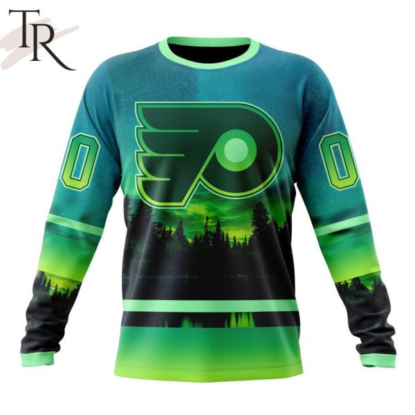 Personalized NHL Philadelphia Flyers Special Design With Northern Light Full Printed Hoodie