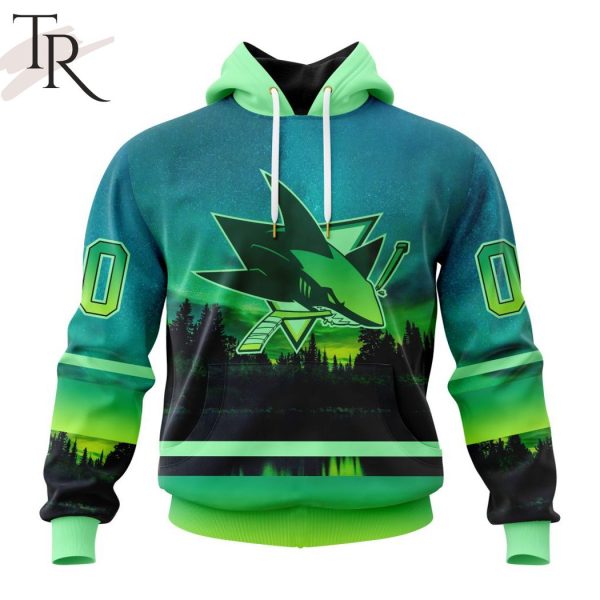 Personalized NHL San Jose Sharks Special Design With Northern Light Full Printed Hoodie