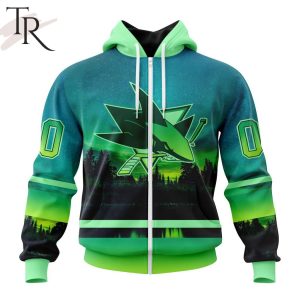 Personalized NHL San Jose Sharks Special Design With Northern Light Full Printed Hoodie