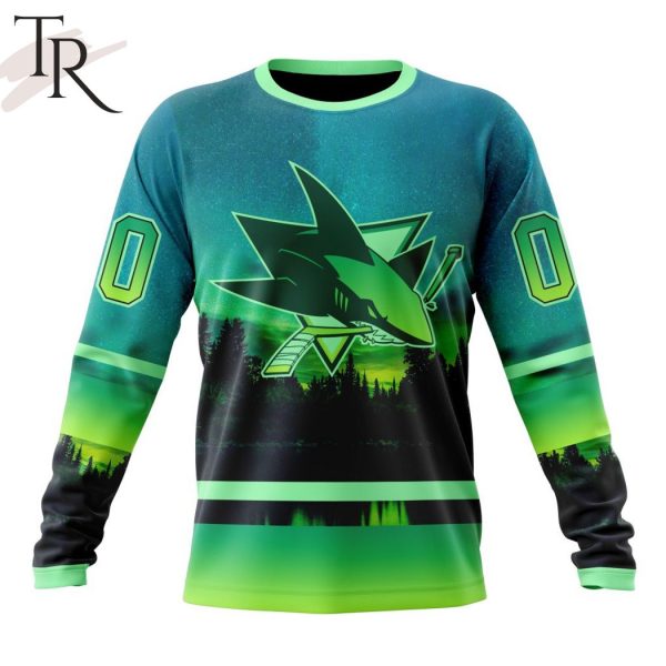 Personalized NHL San Jose Sharks Special Design With Northern Light Full Printed Hoodie