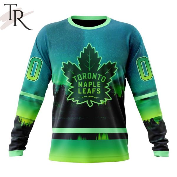 Personalized NHL Toronto Maple Leafs Special Design With Northern Light Full Printed Hoodie