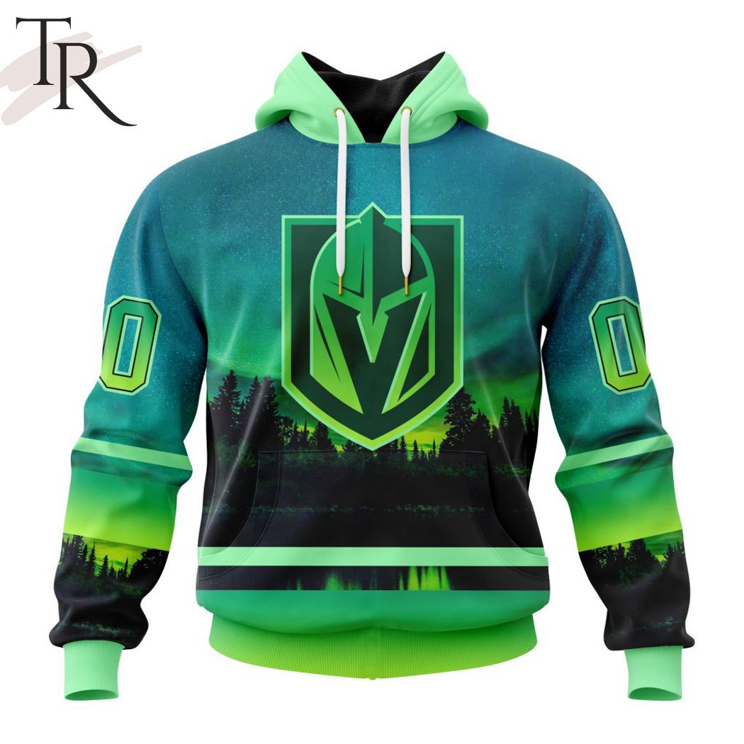 Personalized NHL Vegas Golden Knights Special Design With Northern Light Full Printed Hoodie