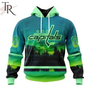 Personalized NHL Washington Capitals Special Design With Northern Light Full Printed Hoodie