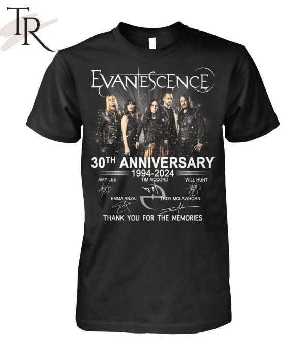 Evanescence 30th Anniversary 1994 – 2024 Thank You For The Memories T-Shirt