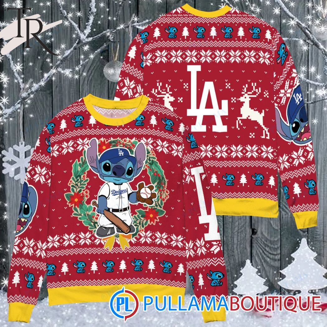 Los Angeles Dodgers x Lilo and Stitch Ugly Christmas Sweater