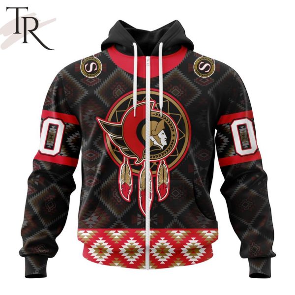 Personalized NHL Ottawa Senators Design With Native Pattern Full Printed Hoodie