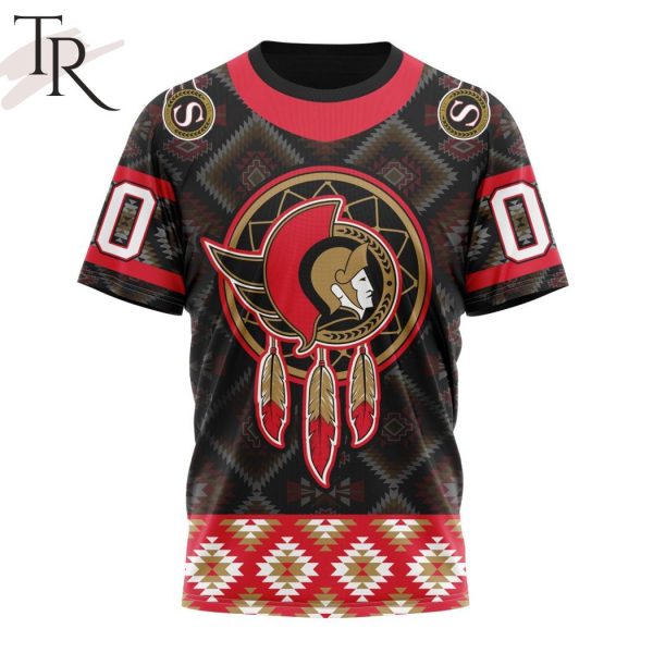 Personalized NHL Ottawa Senators Design With Native Pattern Full Printed Hoodie