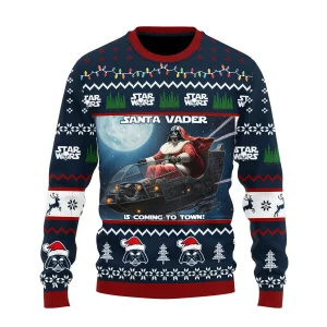 Santa Vader Is Coming To Town Ugly Christmas Sweater