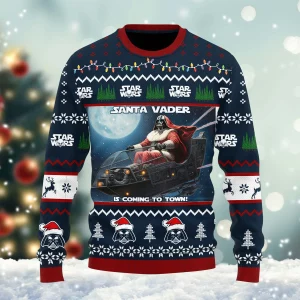 Santa Vader Is Coming To Town Ugly Christmas Sweater