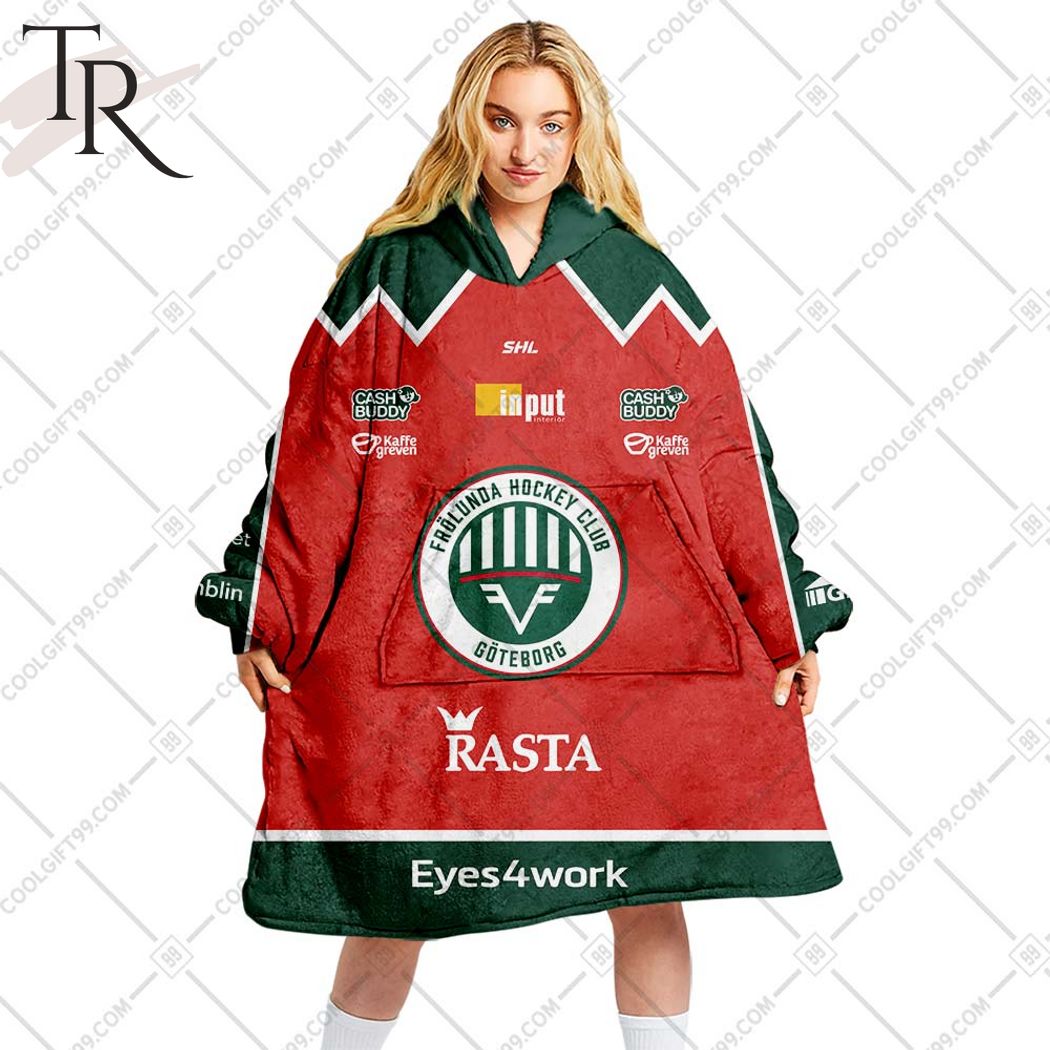 Personalized SHL Frolunda HC Home jersey Style Oodie, Flanket, Blanket Hoodie, Snuggie