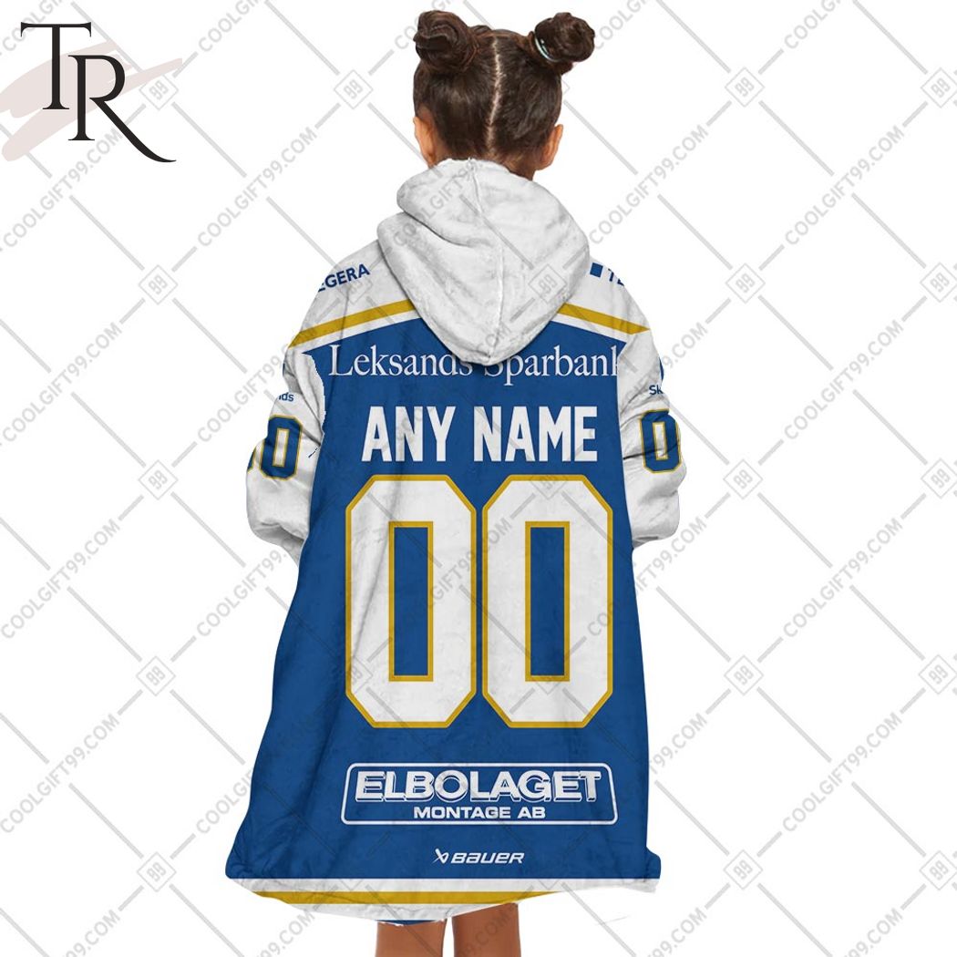 Personalized SHL Leksands IF Home jersey Style Oodie, Flanket, Blanket Hoodie, Snuggie