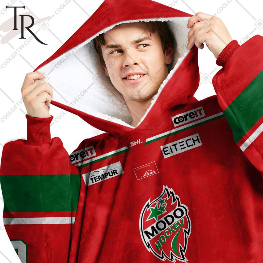 Personalized SHL Modo Hockey Home jersey Style Oodie, Flanket, Blanket Hoodie, Snuggie