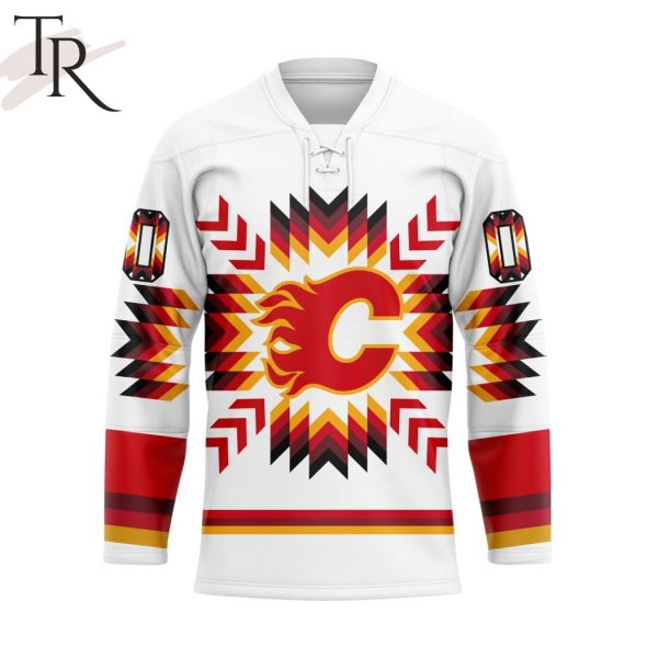 NHL Calgary Flames Special Design With Native Pattern Hockey Jersey