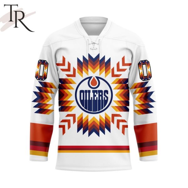 NHL Edmonton Oilers Special Design With Native Pattern Hockey Jersey