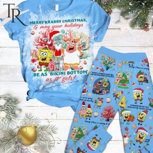 Merry Krabby Christmas Be As’ Nikini Bottom’ Spongebob Family Short Sleeve Pajamas Set