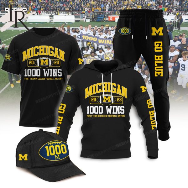 Michigan Wolverines 1000 Wins First Team College Football History Go Blue Hoodie, Longpants, Cap – Black