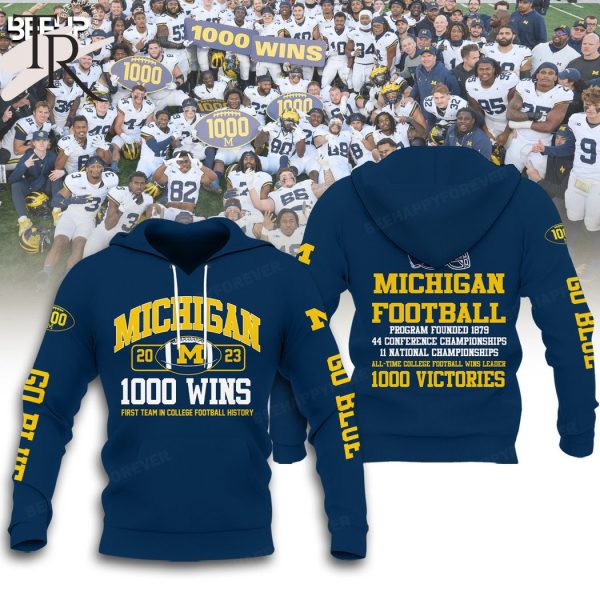 Michigan Wolverines 1000 Wins First Team College Football History Go Blue Hoodie, Longpants, Cap – Navy