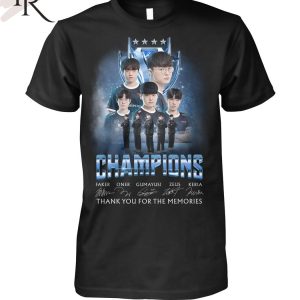 T1 Champions Faker, Oner, Gumayusi, Zeus, Keria Signature Thank You For The Memories T-Shirt