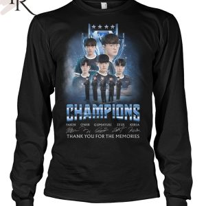 T1 Champions Faker, Oner, Gumayusi, Zeus, Keria Signature Thank You For The Memories T-Shirt