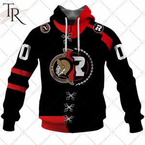 Personalized NHL Ottawa Senators Mix CFL Ottawa Redblacks Jersey Style Hoodie
